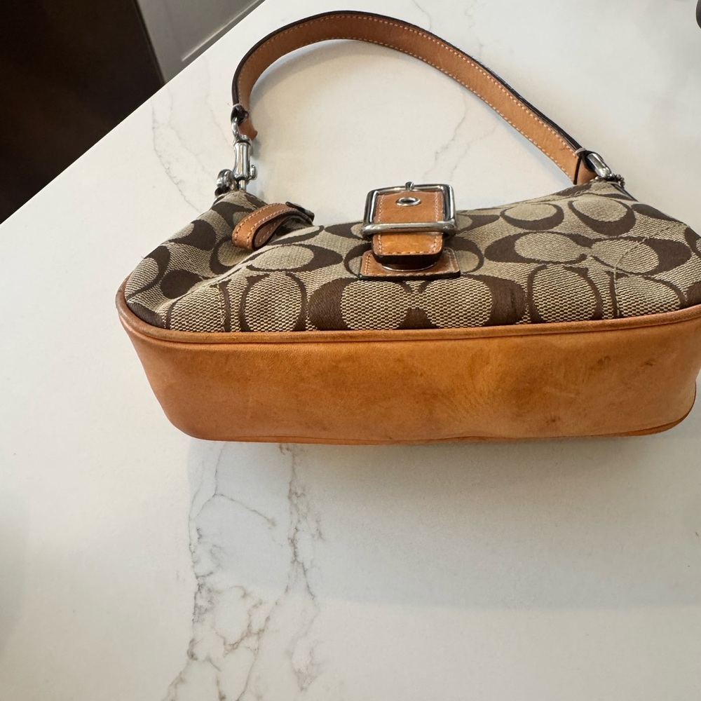 Coach Signature Canvas Mini Shoulder Bag in Brown and Tan - Picture 5 of 10